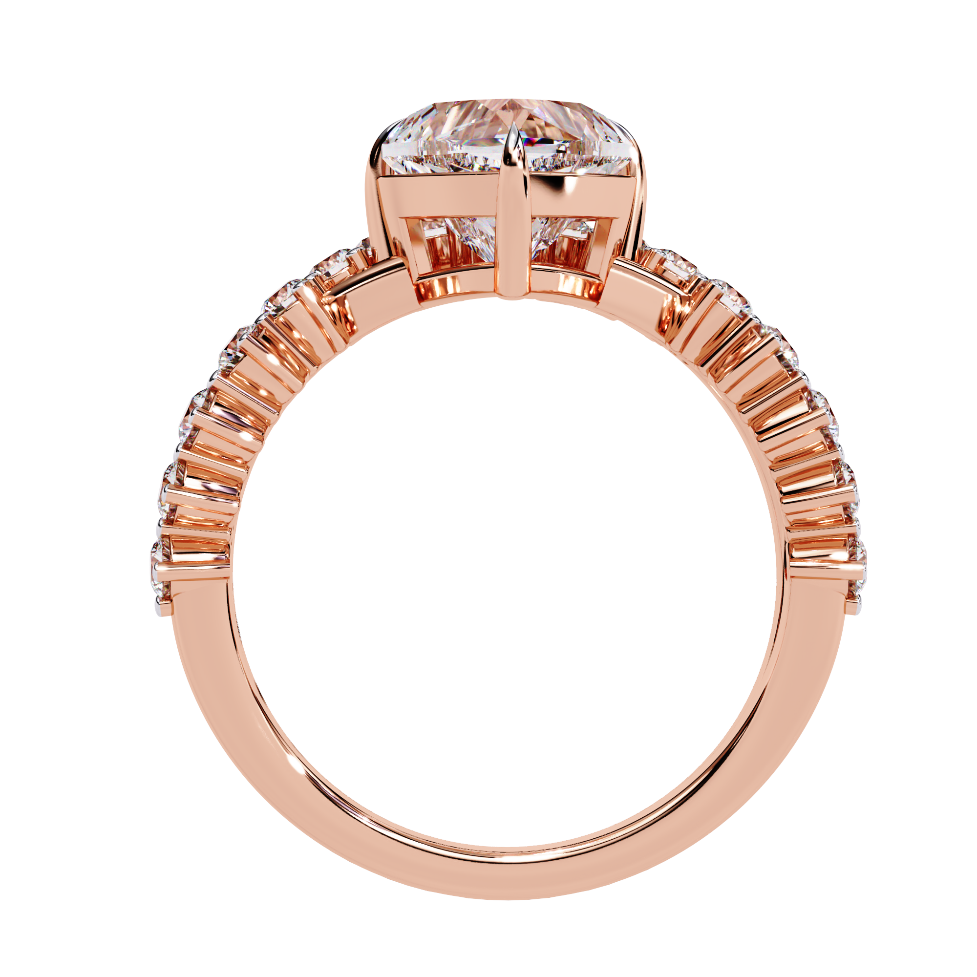 Solitairekart – 2.62ct Heart Crown Lab Grown Diamond Ring in 14K Yellow Gold